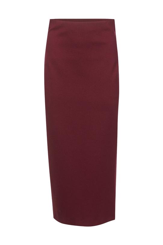 Ołówkowa bordowa spódnica midi z grubej dzianiny - 1