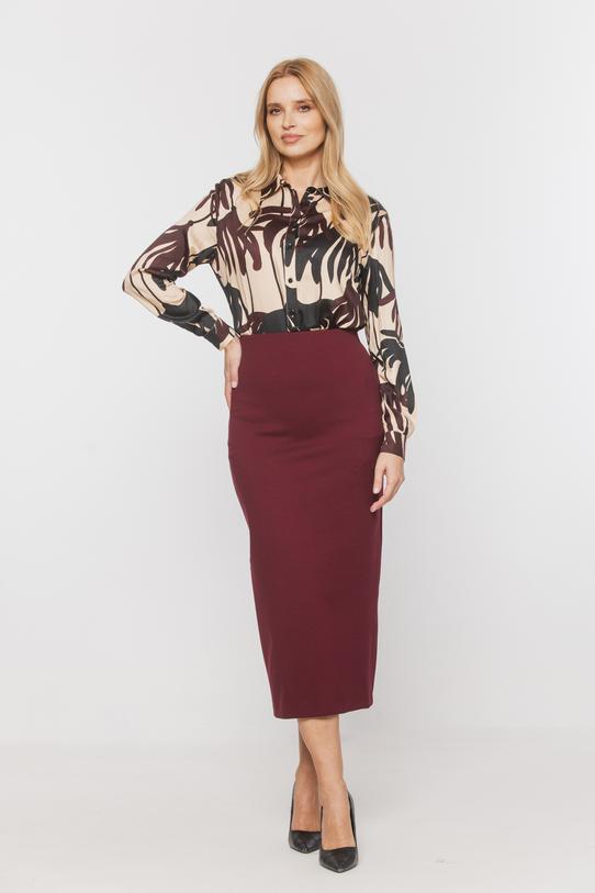 Wizualizacja Ołówkowa bordowa spódnica midi z grubej dzianiny