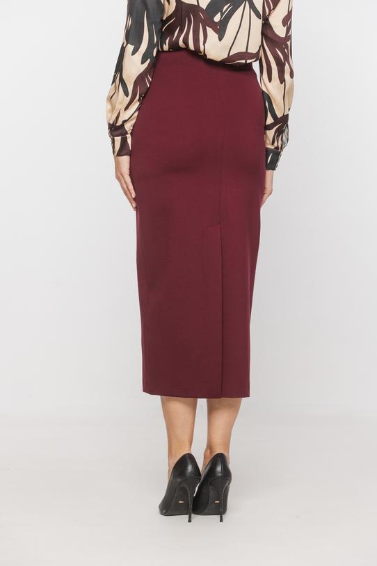 Ołówkowa bordowa spódnica midi z grubej dzianiny - 3