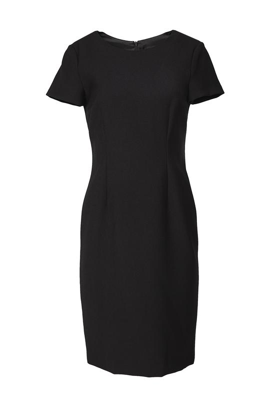 Ołówkowa czarna sukienka z krótkim rękawem i podszewką - 1