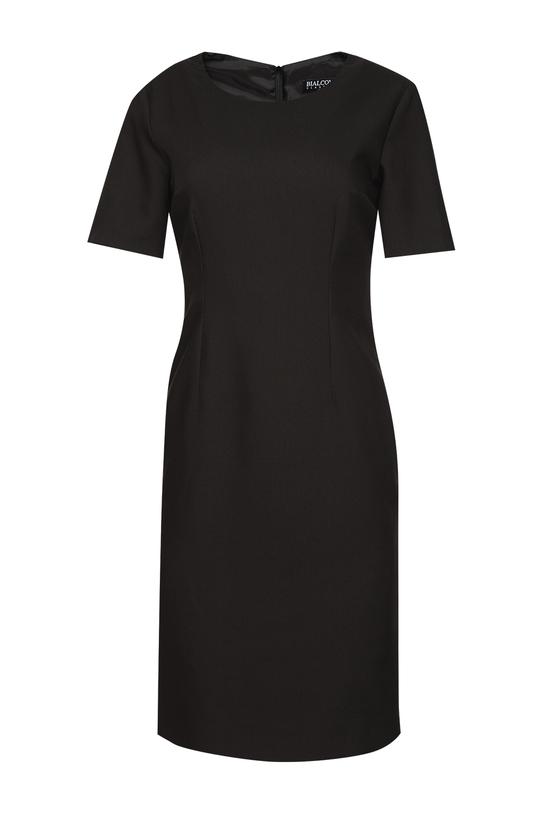 Ołówkowa czarna sukienka z krótkim rękawem w klasycznym wydaniu - 1