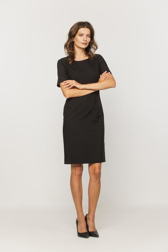 Wizualizacja Ołówkowa czarna sukienka z krótkim rękawem w klasycznym wydaniu