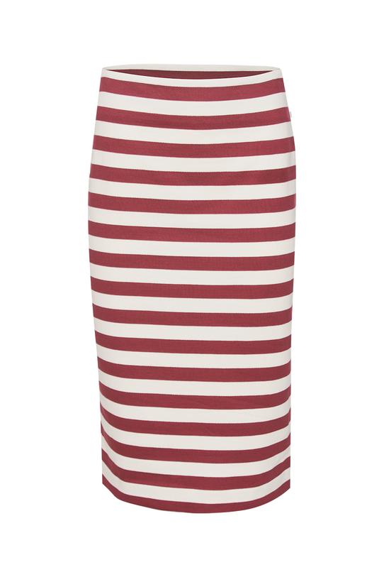 Ołówkowa spódnica w paski z dzianiny bawełnianej - 1