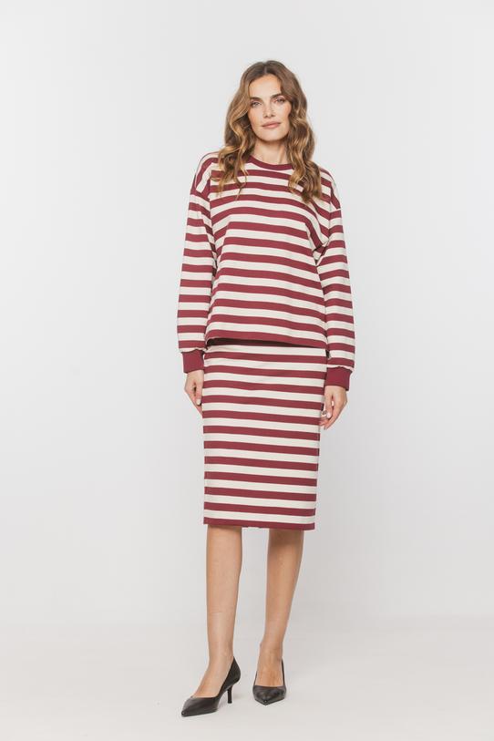 Wizualizacja Ołówkowa spódnica w paski z dzianiny bawełnianej