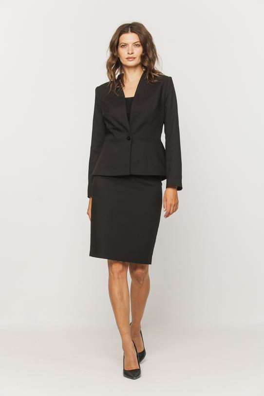 Wizualizacja Ołówkowa spódnica z rozporkiem z eleganckiej czarnej tkaniny