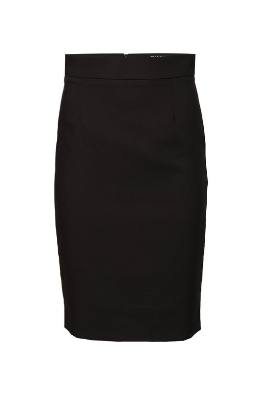 Ołówkowa spódnica z rozporkiem z eleganckiej czarnej tkaniny - 1