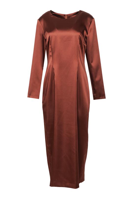 Ołówkowa sukienka midi z bordowej satyny - 1