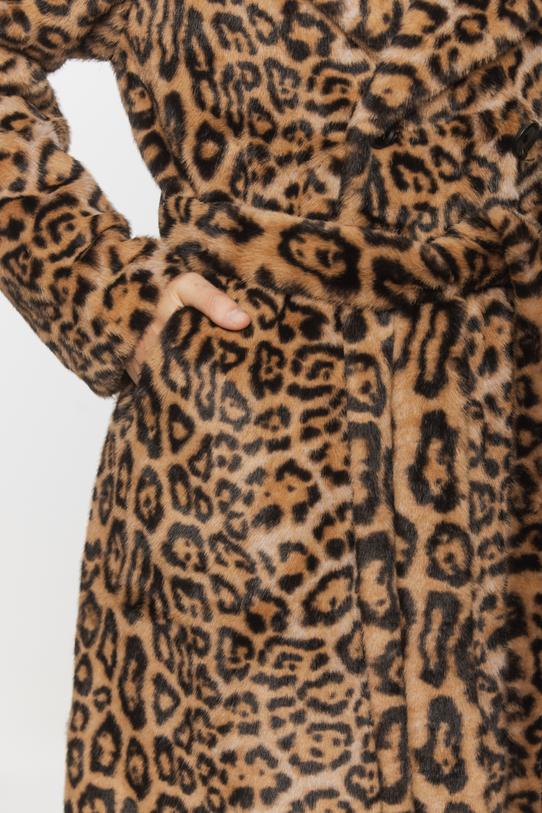 Panterkowy beżowy płaszcz syntetycznego futerka - 5