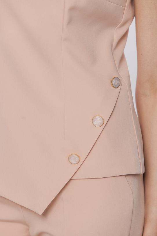 Pastelowa asymetryczna bluzka z ozdobnymi guzikami - 5