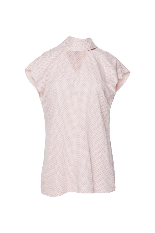 Pastelowa bluzka z w delikatne szare groszki - 1