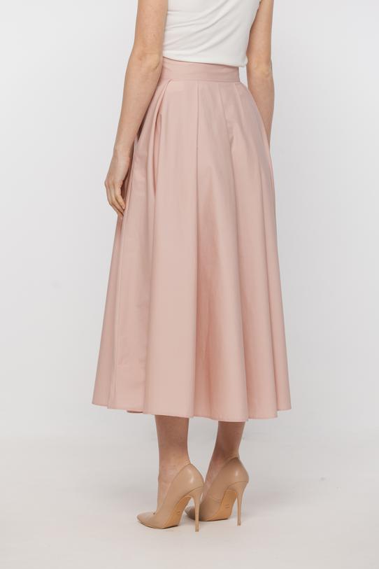 Pastelowo różowa spódnica w wizytowym stylu - 3