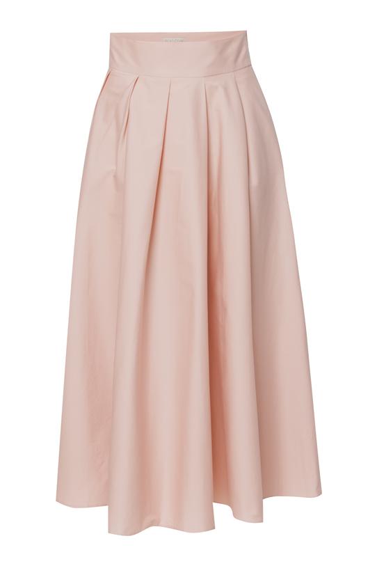 Pastelowo różowa spódnica w wizytowym stylu - 1
