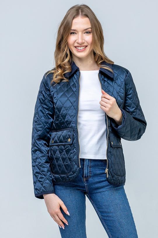 Pikowana przejściowa kurtka w kolorze ciemnego granatu - 3