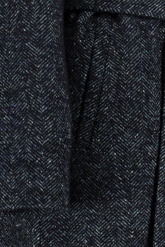 Granatowy melanżowy płaszcz w jodełkę - 6