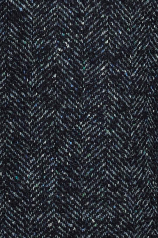 Granatowy melanżowy płaszcz w jodełkę - 7