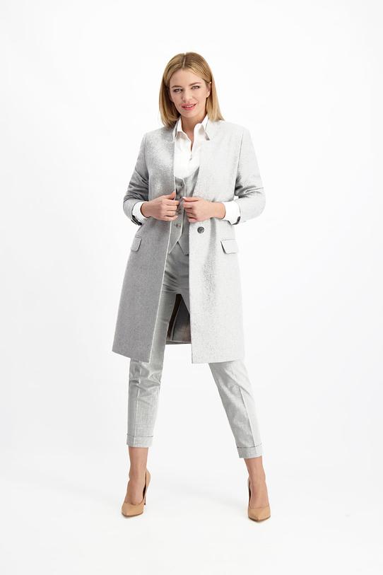 Melanżowy jasno szary płaszcz - 3