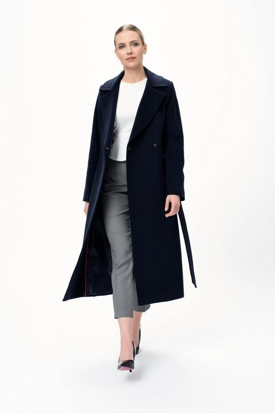 Płaszcz z wełną i kaszmirem w kolorze granatowym - 1