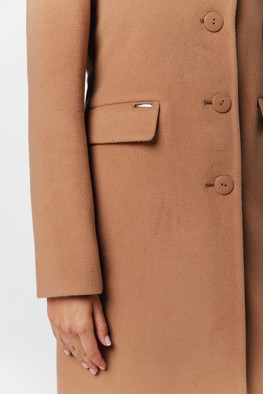 Biszkoptowy płaszcz z alpaką i dużym kapturem - 3