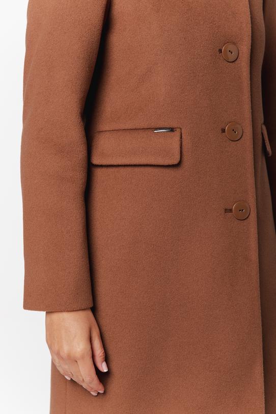 Brązowy płaszcz z alpaką i dużym kapturem - 3