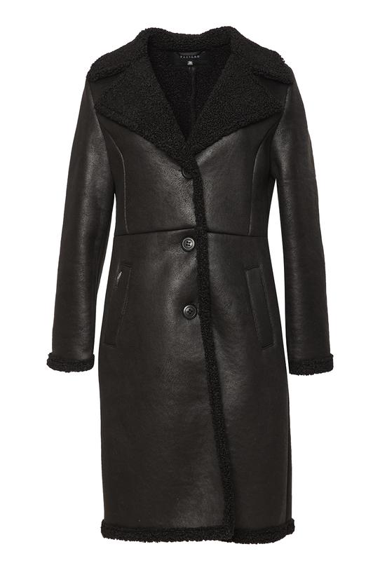 Czarny kożuszek z kołnierzem i zapięciem na guziki - 1