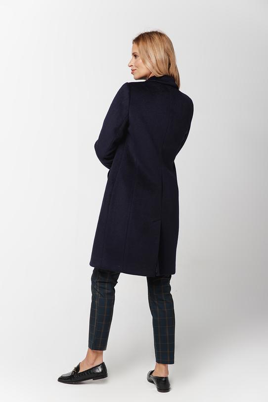 Granatowy wełniany płaszcz w klasycznej formie - 1