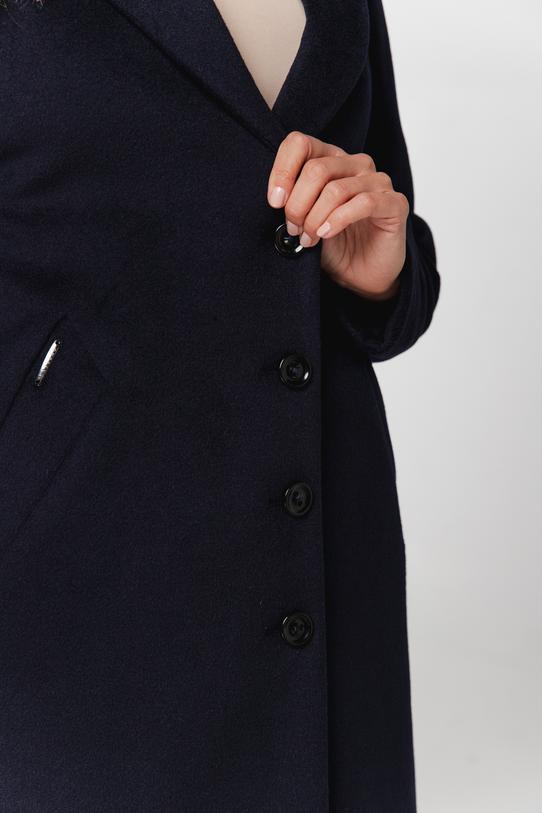 Granatowy wełniany płaszcz w klasycznej formie - 3