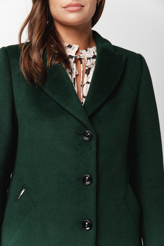 Zielony wełniany płaszcz w klasycznej formie - 3