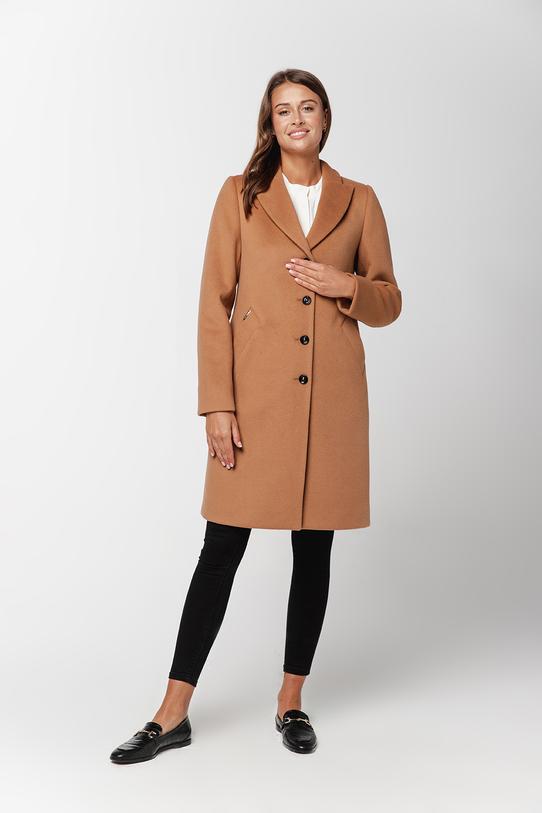 Wizualizacja Biszkoptowy wełniany płaszcz w klasycznej formie