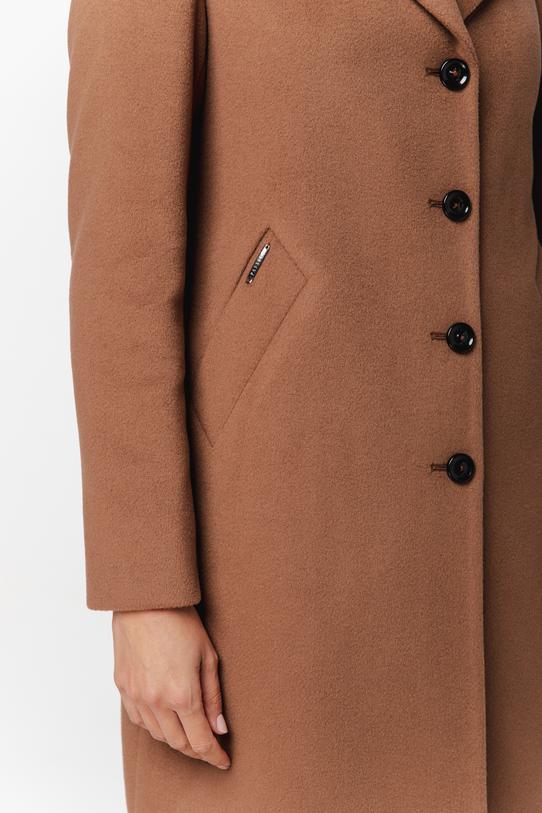 Jasnobrązowy wełniany płaszcz w klasycznej formie - 3