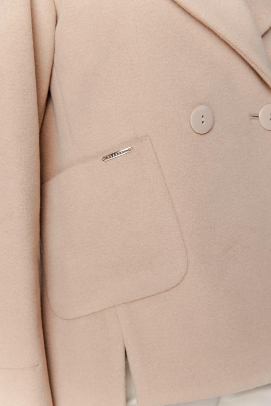 Krótki dwurzędowy płaszcz z wełną i alpaką w odcieniu beżu - 3