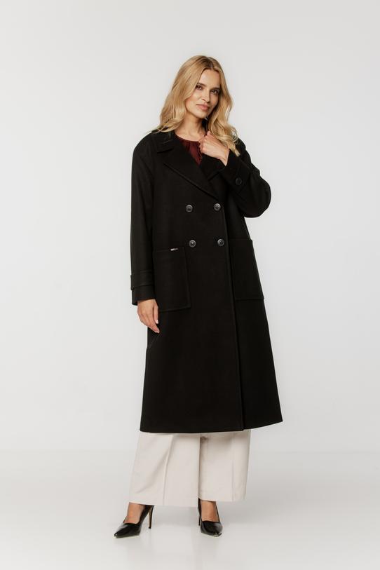 Wizualizacja Długi czarny płaszcz o szerokim prostym kroju