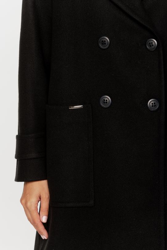 Długi czarny płaszcz o szerokim prostym kroju - 3