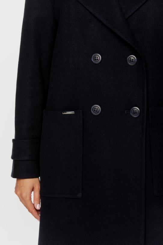 Długi granatowy płaszcz o szerokim prostym kroju - 3