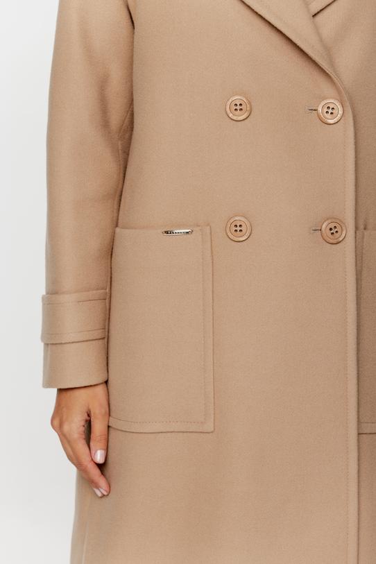 Długi beżowy płaszcz o szerokim prostym kroju - 3