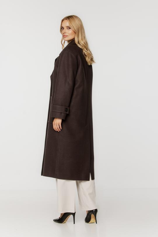 Długi ciemny płaszcz o szerokim prostym kroju - 1