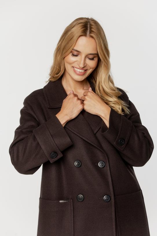 Długi ciemny płaszcz o szerokim prostym kroju - 2