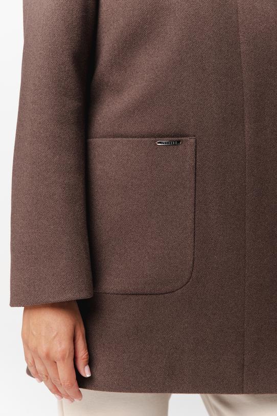 Brązowy ocieplany płaszcz ze stójką i  kapturem - 3