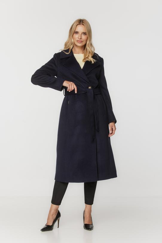 Wizualizacja Jesienny płaszcz z wełny i alpaki w kolorze ciemnego granatu