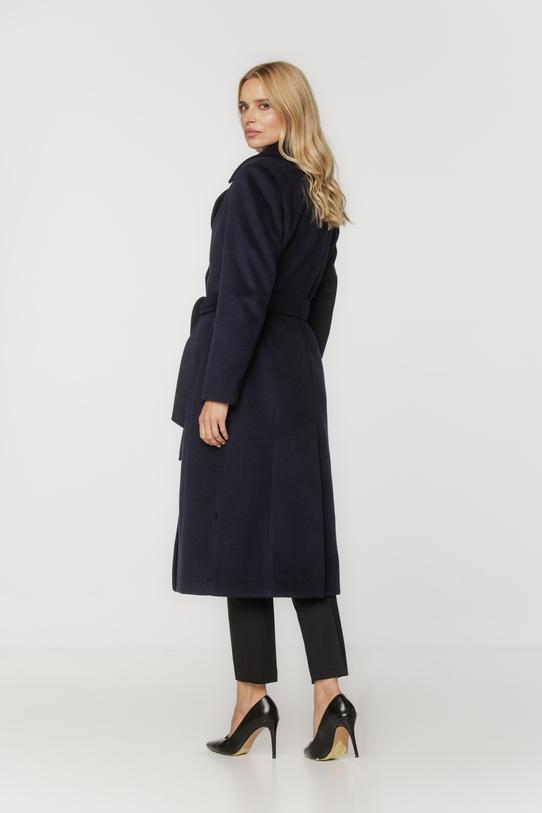 Jesienny płaszcz z wełny i alpaki w kolorze ciemnego granatu - 1