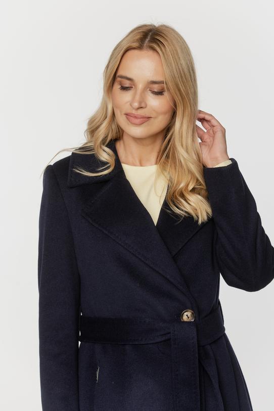 Jesienny płaszcz z wełny i alpaki w kolorze ciemnego granatu - 2