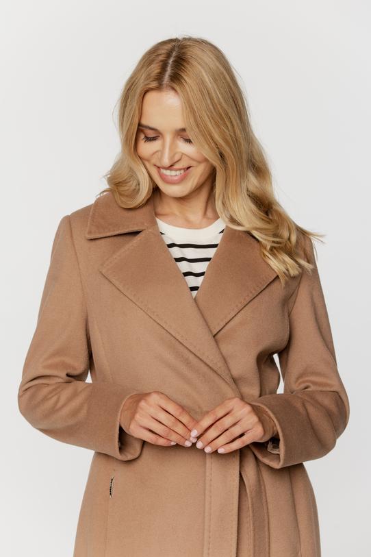 Jesienny płaszcz z wełny i alpaki w kolorze ciepłego beżu - 2