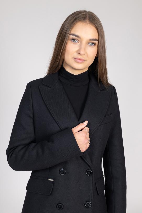 Czarny dwurzędowy płaszcz włoskiej wełny premium - 4