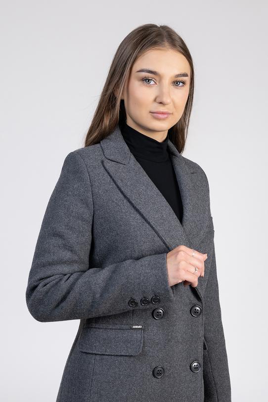 Ciemnoszary dwurzędowy płaszcz włoskiej wełny premium - 4