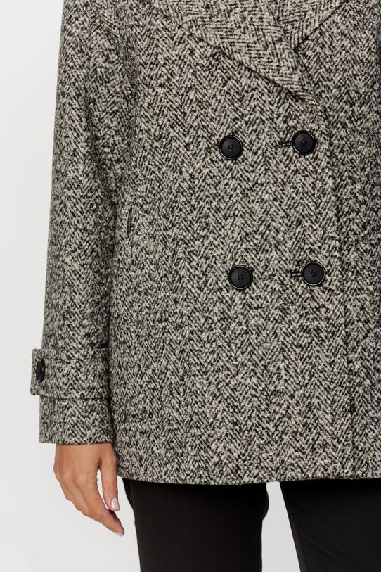 Wełniany krótki płaszcz w jodełkę z ocieplaną podszewką - 2