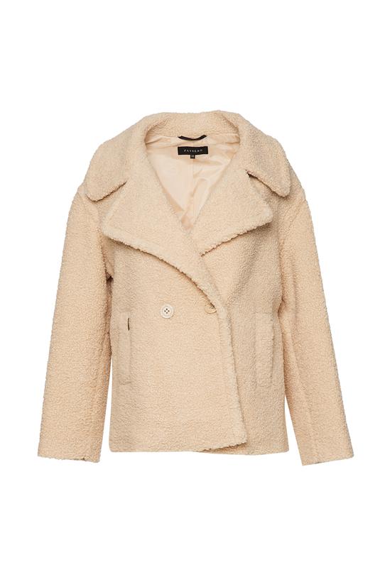 Waniliowy modny płaszczyk damski typu miś - 1