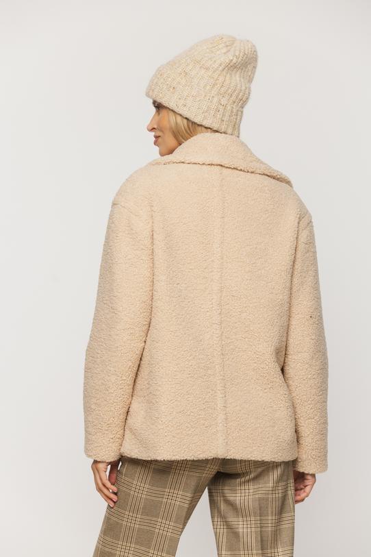 Waniliowy modny płaszczyk damski typu miś - 3