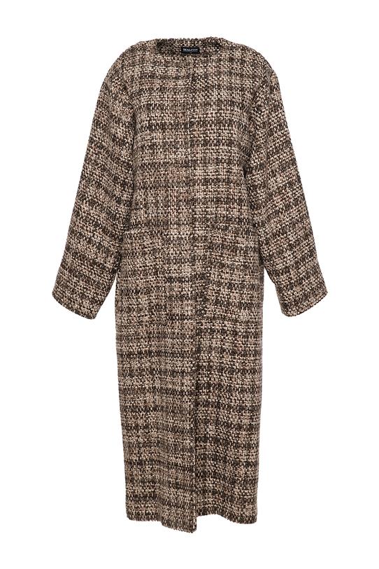 Płaszcz z grubej tkaniny boucle z dodatkiem wełny - 1