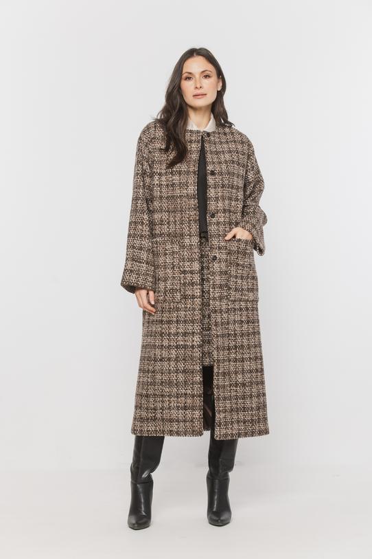 Wizualizacja Płaszcz z grubej tkaniny boucle z dodatkiem wełny