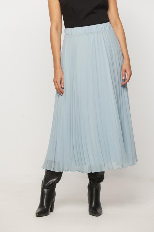 Pleated blue skirt with elastic waist - 2