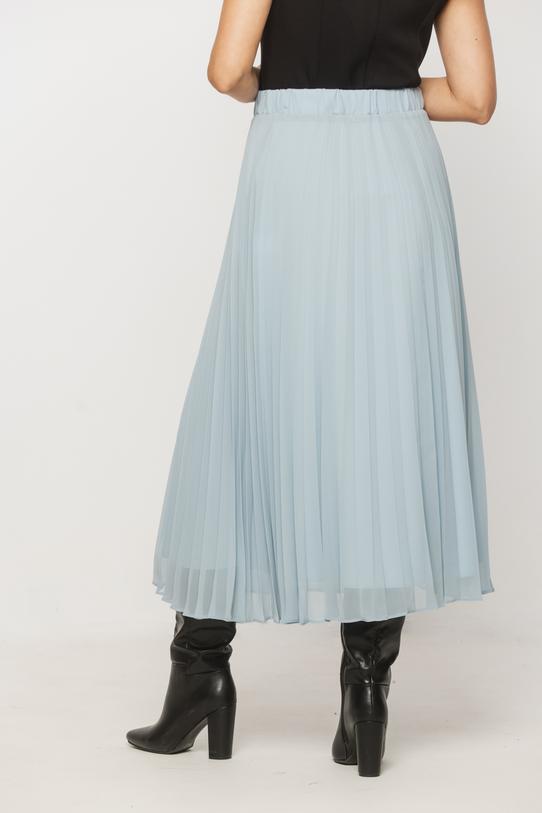Pleated blue skirt with elastic waist - 3